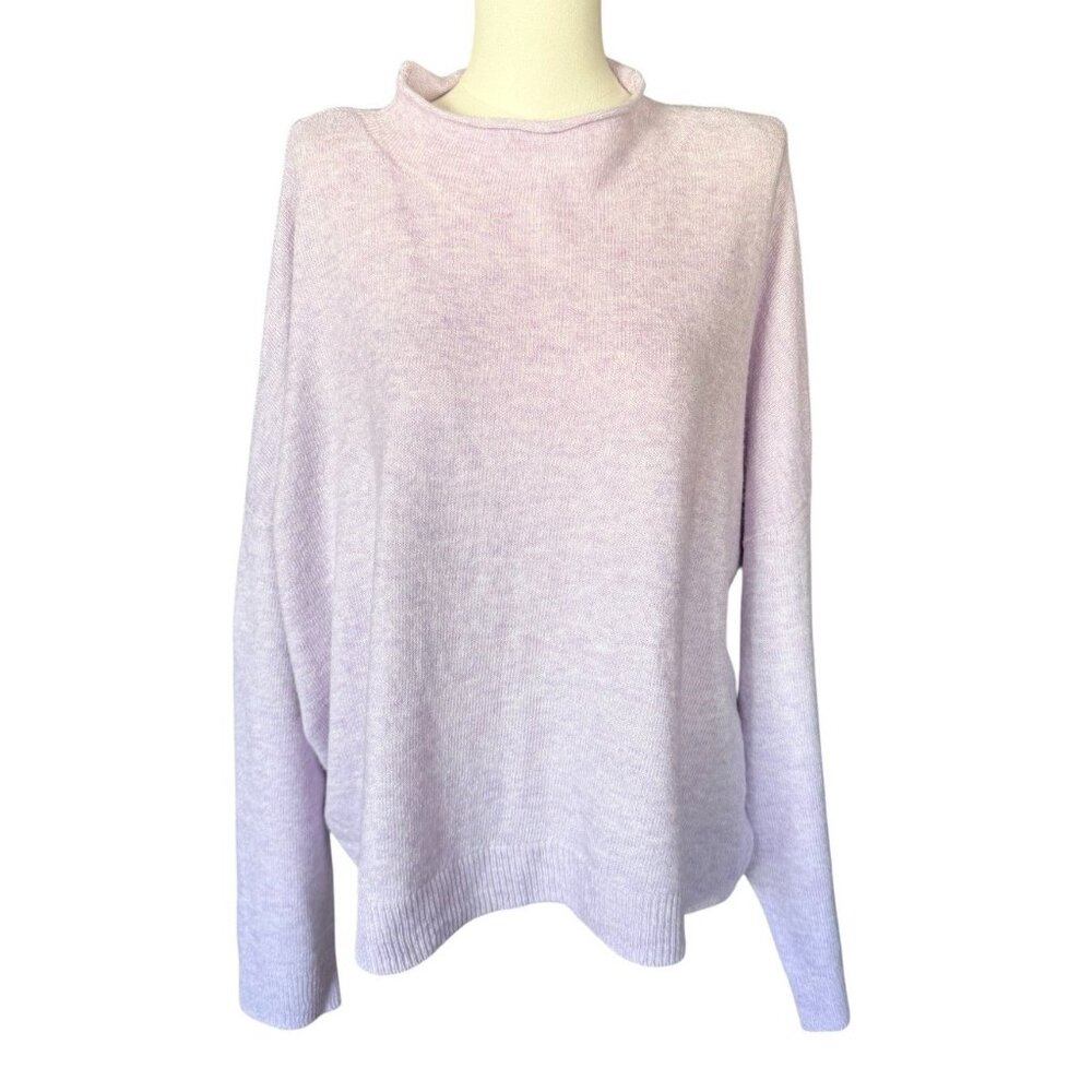 NWT Sonoma Lilac Mock Neck Long Sleeve Relaxed Fit Pullover Sweater Women's XXL